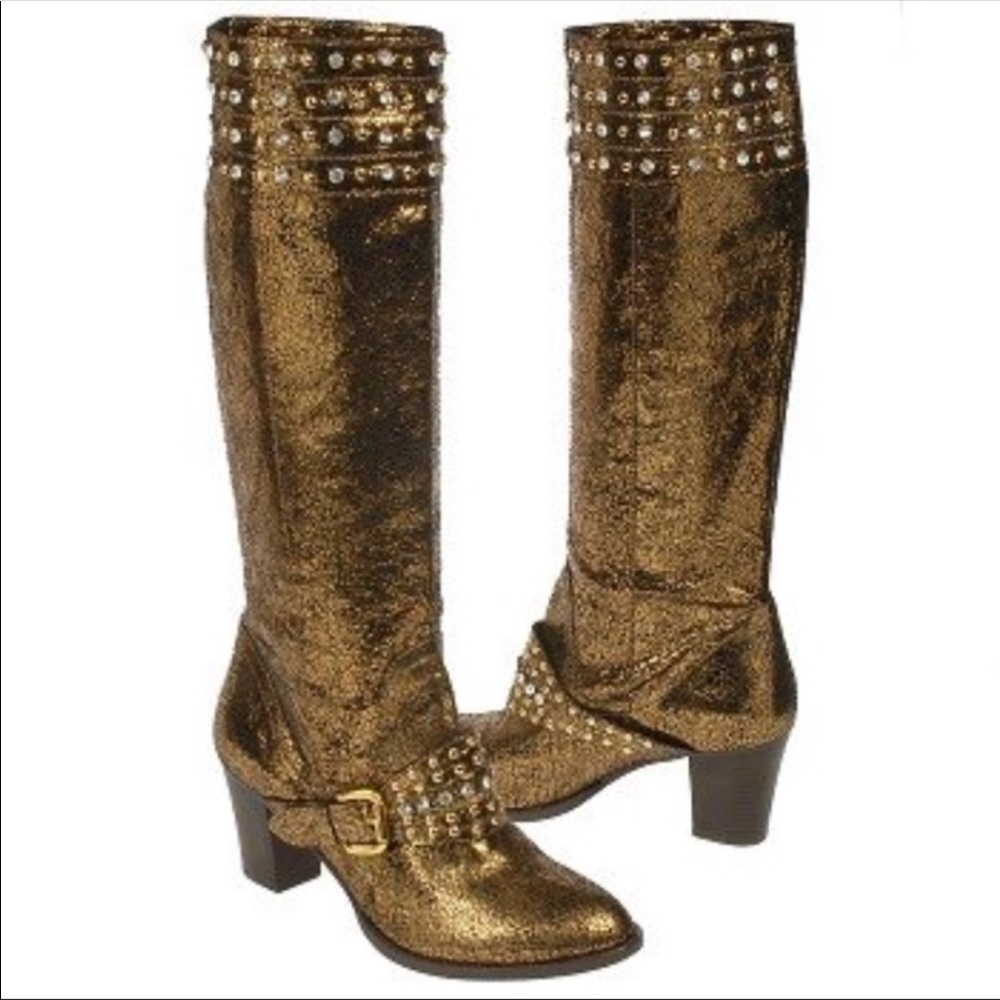 JESSICA BENNETT~Metallic Leather Bling NEELY Boots
